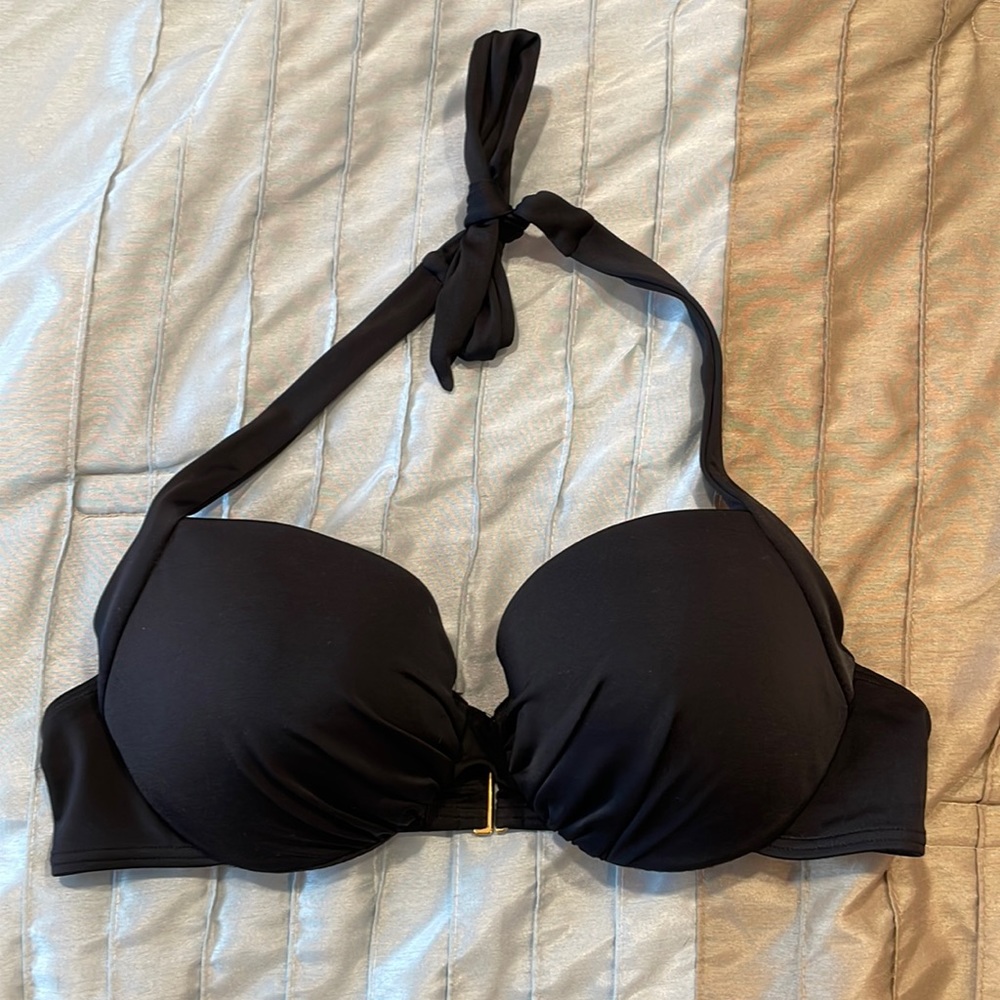 Victoria’s Secret black tie halter bikini top Size 36C